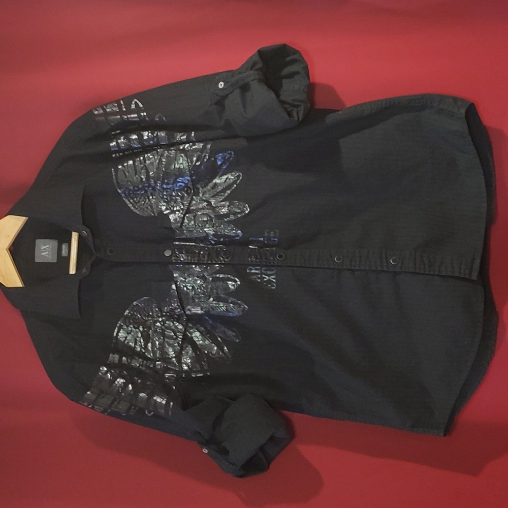 Vintage Armani Exchange Angle Wings Long Sleeve Button Up Shirt - Large